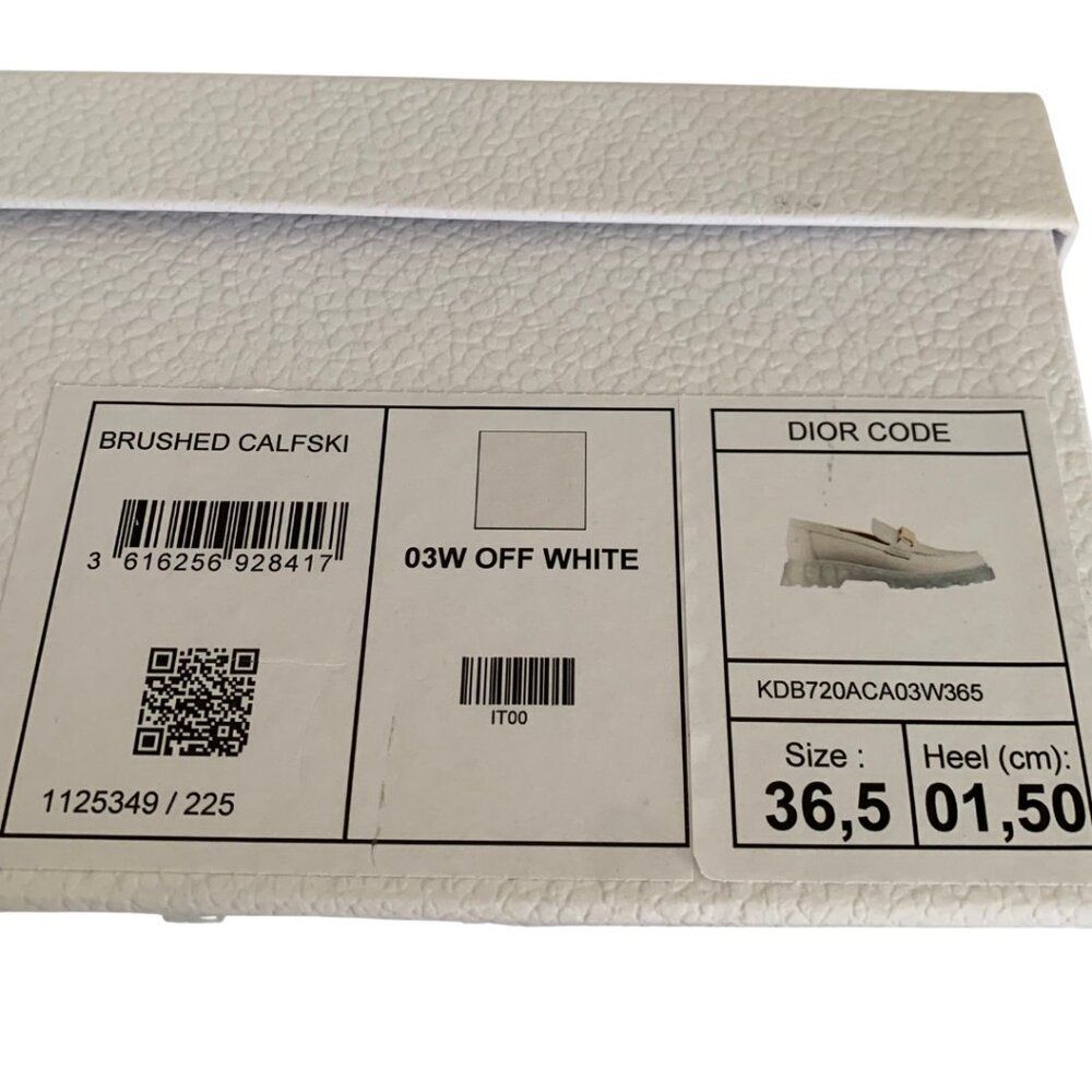 Christian Dior Code Loafers Off White Brushed Calfskin in Box w/ Dust bag - Picture 11 of 11